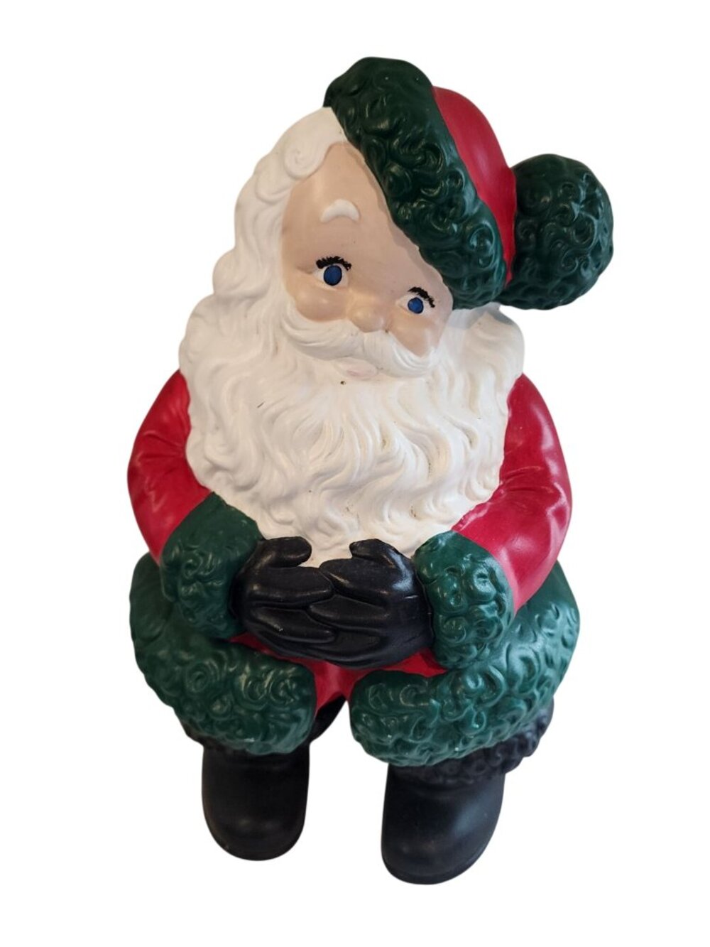 Vintage Ceramic Winking Santa Claus Atlantic Mold 14” Hand Painted Christmas